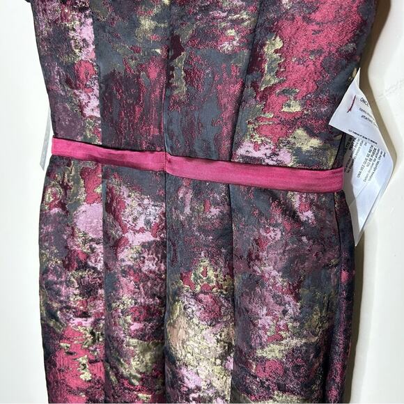 Kay Unger Layne Jacquard Column Formal Dress Lined Bow Side Slit Size 2 NWT - Picture 7 of 13